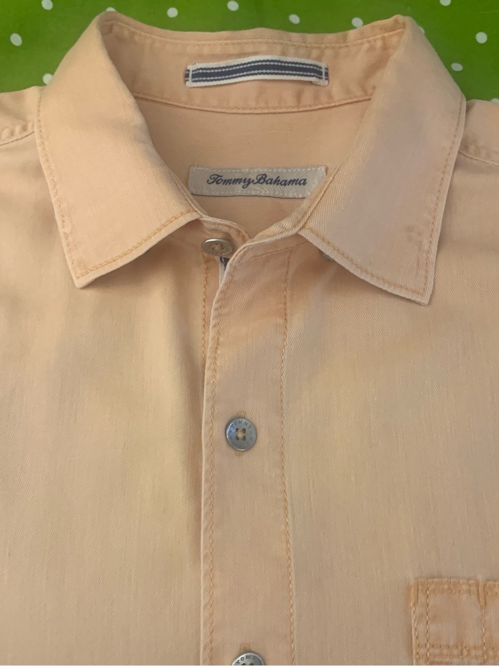 Tommy Bahama Men's Peach Short-Sleeve Button-Down Shirt - Picture 8 of 9